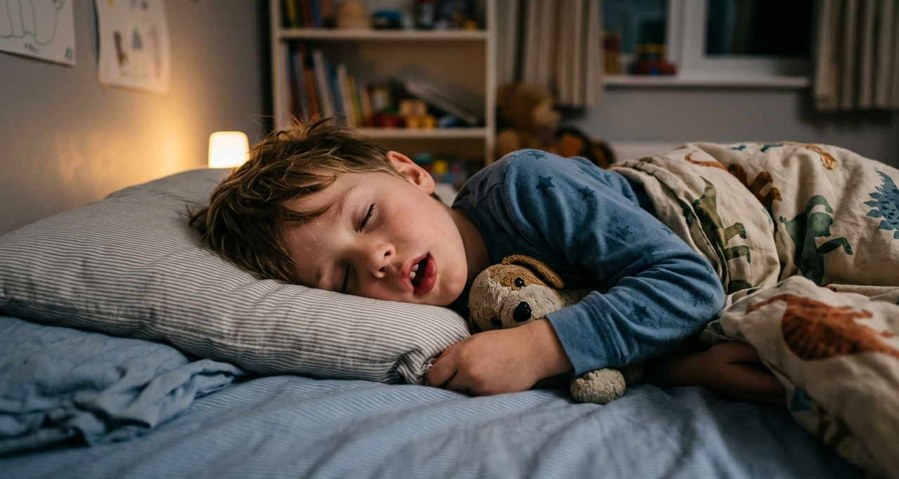 Niño durmiendo boca abierta. Problemas maloclusión